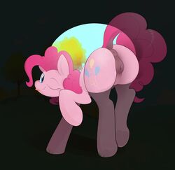 anus ass_up blue_eyes braddo cute cutie_mark dock equine female feral friendship_is_magic fur grass looking_at_viewer mammal my_little_pony nature one_eye_closed outside pink_fur pinkie_pie_(mlp) pussy solo tongue tongue_out underhoof wink