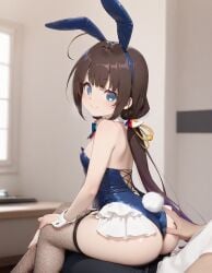 ai_generated bare_legs blue_eyes bunny_girl bunnysuit flat_chest grabbing_ass high_heels hinatsuru_ai long_hair petite_female seductive_smile sexy short_girl slutty_body slutty_female small_ass small_breasts temptation tempting_viewer