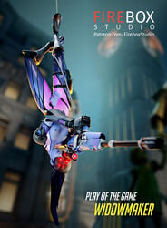 3d amelie_lacroix blender blizzard_entertainment fireboxstudio king's_row_(map) overwatch patreon_username upside_down widowmaker