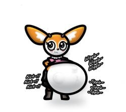 aggressive_retsuko aggretsuko anthro anthro_female deer deer_girl fetal_movement hyper_pregnancy kicking_(pregnancy) orange_fur pregnancy pregnant pregnant_anthro pregnant_belly pregnant_female tsunoda tsunoda_(aggretsuko) white_background