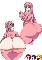 2d 4girls ahoge ass ass_cleavage ass_crack ass_focus back_view bendraws big_ass blue_eyes blue_hair bocchi_the_rock! bottom_heavy bow_ribbon bubble_ass bubble_butt butt_crack clothed drool drooling female female_only glasses gotou_hitori hair_ornament huge_ass ijichi_nijika jiggle jiggling_ass kita_ikuyo looking_back looking_up motion_lines multiple_females multiple_girls pink_hair ponytail pulling_down_pants red_hair ribbon shades side_ponytail solo_focus star_shades thick_ass thick_thighs thighs track_jacket yamada_ryou yellow_hair