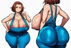 jonnidabun novelai ai_generated huge_breasts huge_boobs huge_areolae huge_areola big_nipples perky_nipples slim_waist thin_waist wide_hips thick_thighs plump_thighs female female_only 1female 1girls 1girl steam steamy steaming_body breasts_out breasts_bigger_than_head breasts overalls voluptuous voluptuous_female voluptuous_body curvy curvy_figure curvy_body implied_futa neck big_breasts big_boobs sweaty sweaty_breasts ass huge_ass big_ass