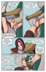 2girls bob_hair comic deepthroat dickgirl fellatio fiora_laurent forced forced_sex futa futa_on_female futanari intersex irrumatio league_of_legends penis riven sex short_hair text white_hair zaun-derground