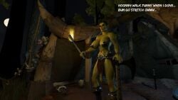 3d angry angry_face axe black_hair casual_exposure casual_nudity foreskin futanari gearslad7 green_skin imminent_anal imminent_rape innefective_clothing loincloth looking_at_viewer looking_down_at_viewer midriff night orc orc_futa outdoors outside pasties six_pack taller_futa tent threat threatening torch uncut weapon