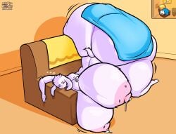 1girls alternate_version_available ass ass_up barefoot blanket blanket_only chair deltarune deltarune_chapter_5 female female_only full_body huge_ass huge_breasts motion_lines mrcoco naked nude nude_female resting sleeping sleeping_on_chair solo solo_female top-down_bottom-up toriel undertale_(series)