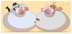 anthro avian beak belly belly_squish big_belly big_breasts big_nipples bird black_tail_tip breast_squish breasts cali_(butthutt) dialogue dipstick_tail disembodied_hand duo feathers feet female female/female freckles fur hair hi_res horned_owl huge_belly huge_breasts huge_nipples hyper hyper_belly hyper_breasts hyper_pregnancy hypnosis hypnotic_device hypnotic_eyes implied_growth impregnation larikane lying lying_on_self mammal markings mind_control mouse mouse_ears mouse_tail multicolored_body multicolored_hair murid murine nipples oblivious offscreen_character on_front orange_body orange_fur orange_hair owl pregnant rodent simple_background snowy_owl speech_bubble squish tail tail_feathers tail_markings talon_hands talons text toes transformation_through_hypnosis true_owl white_body wings