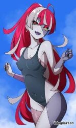 1girls 2d 2d_(artwork) 2d_artwork ahoge bare_armpits bare_arms bare_hands bare_hips bare_legs bare_shoulders bare_skin bare_thighs belly belly_button bikini black_bikini black_fingernails black_nail_polish black_nails black_one-piece_swimsuit black_swimsuit black_swimwear blue_background blue_sky breasts clouds collarbone day daylight daytime dayyo_(daydarion/day-chan) digital digital_art digital_drawing digital_drawing_(artwork) digital_media digital_media_(artwork) drawing dripping_wet ear_piercing earrings elbows exposed_armpits exposed_arms exposed_hips exposed_legs exposed_shoulders exposed_skin exposed_thighs female female_focus female_only fingernails fingers from_below_view from_front front_view gradient_hair groin head_tilt heterochromia hololive hololive_indonesia inguinal_crease inguinal_ligament kureiji_ollie lean_figure long_hair looking_at_viewer low_angle_view midriff multicolored_hair nail_polish nails narrow_waist navel nipple_bulge one-piece_swimsuit outdoor outdoor_nudity outdoors outside petite petite_body petite_breasts petite_female petite_girl petite_tits pierced_ear pink-haired_female pink_hair pink_hair_female ponytail posing posing_for_the_viewer red-eyed_female red-haired_female red_eyes red_hair shoulders simple_background skinny skinny_female skinny_girl skinny_waist sky slender_body slender_waist slim_female slim_waist small_boobs small_breasts small_tits small_waist soaked solo standing swimsuit swimwear thighs thin_female thin_waist three-quarter_view tilted_head tiny_breasts top_view upper_body very_long_hair very_long_hair_female view_from_below viewed_from_below virtual_youtuber vtuber vtuberfanart wet wet_bikini wet_body wet_breasts wet_legs wet_skin wet_swimsuit wet_thighs wide_hips yellow-eyed_female yellow_eyes