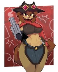 1girls 2026 breasts cowgirl_outfit female female_only furry gameoverse glitch_productions kit_(gameoverse) kit_bodega tagme the_rod26 thighs