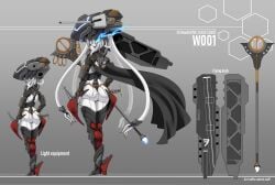 kantai_collection abyssal_ship wo-class_aircraft_carrier konoshige_(ryuun) ryuun_(stiil) light_persona dat_ass 1girls alternate_costume anchor bodysuit cape simple_background english_text text pale_skin glowing_eyes staff headgear white_hair gray_background blue_eyes