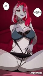 1girls 2d 2d_(artwork) 2d_artwork adult adult_female ahoge arm_behind_back belly belly_button big_boobs big_breasts bikini bikini_top black_bikini black_bikini_top black_choker black_collar black_swimsuit black_swimwear breasts busty busty_female busty_girl choker cleavage collar collarbone daydarion dayyo_(daydarion/day-chan) dialogue dialogue_bubble dialogue_bubbles dialogue_speech_bubble digital digital_art digital_drawing digital_drawing_(artwork) digital_media digital_media_(artwork) drawing english english_dialogue english_text exposed female female_focus female_only fingernails fingers grey-haired_female grey_hair groin half_naked half_nude halterneck hand_behind_back hand_on_belly hand_on_own_belly hand_on_own_stomach hand_on_stomach heterochromia hololive hololive_indonesia indoor indoor_nudity indoors inframammary_fold inguinal_crease inguinal_ligament inviting inviting_to_fuck inviting_to_sex inviting_viewer kureiji_ollie large_boobs large_breasts lean_figure legs_apart legs_spread long_hair looking_at_viewer mature mature_female midriff multicolored_hair naked naked_female naked_woman narrow_waist navel nude nude_female nudity open_mouth open_mouth_smile parted_lips partially_undressed pussy ready_for_sex ready_to_fuck red-eyed_female red-haired_female red_eyes red_hair sallie_(kureiji_ollie) semi_nude shoulders simple_background sitting sitting_on_ass sitting_on_bed slender_body slender_waist slim_female slim_waist smile smiley_face smiling smiling_at_viewer solo speaking speaking_to_viewer spread_legs spreading_legs spreading_thighs string_bikini swimsuit swimwear talking talking_to_viewer text text_bubble thick_thighs thighs tongue touching_belly touching_stomach upper_body virtual_youtuber vtuber vtuberfanart yellow-eyed_female yellow_eyes youtuber youtuber_girl zombie_girl
