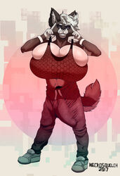 1boy 2017 abs anthro armband athletic balls big_balls big_breasts big_penis bra breasts bulge canine claws cleavage clothed clothing eyewear facial_piercing freckles glasses grin happy huge_balls huge_breasts huge_cock hyper hyper_balls hyper_breasts hyper_bulge hyper_penis jewelry kayde line_art looking_at_viewer male_with_breasts mammal midriff navel necrosquelch nose_piercing nose_ring penis piercing presenting shaded simple_background smile sneakers solo sports_bra standing sweatpants tattoo teeth underwear watermark yellow_eyes