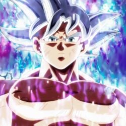 1boy boobs chest dragon_ball dragon_ball_super dragon_ball_z looking_at_viewer male male_focus male_only muscular pecs son_goku ultra_instinct