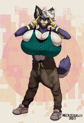 1boy 2017 abs anthro armband athletic balls big_balls big_breasts big_penis bra breasts bulge canine claws cleavage clothed clothing eyewear facial_piercing freckles glasses grin happy huge_balls huge_breasts huge_cock hyper hyper_balls hyper_breasts hyper_bulge hyper_penis jewelry kayde line_art looking_at_viewer male_with_breasts mammal midriff navel necrosquelch nose_piercing nose_ring penis piercing presenting shaded simple_background smile sneakers solo sports_bra standing sweatpants tattoo teeth underwear watermark yellow_eyes