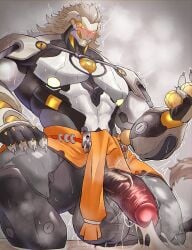 after_orgasm balls banyue_(zenless_zone_zero) baoding_balls bara blush boner cum erection gan_lon6 humanoid lion lion_humanoid long_hair machine male male_only muscles muscular musk on_one_knee penis robot robot_anthro robot_humanoid solo solo_male spread_legs sweat sweating zenless_zone_zero