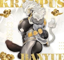 male male_only bara muscles muscular zenless_zone_zero banyue_(zenless_zone_zero) robot robot_humanoid robot_anthro machine humanoid long_hair lion lion_humanoid penis balls solo solo_male yuufreak nude boner erection ass side_view