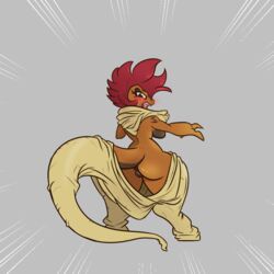 1girls alorix anus ass big_ass breasts female female_only nintendo original_character pan_the_scrafty pantsing pokemon pokemon_bw pussy reptile scalie scrafty solo video_games