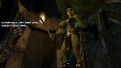 3d angry angry_face axe black_hair casual_exposure casual_nudity foreskin futanari gearslad7 green_skin imminent_anal imminent_rape innefective_clothing loincloth looking_at_viewer looking_down_at_viewer midriff night orc orc_futa outdoors outside pasties six_pack taller_futa tent threat threatening torch uncut weapon
