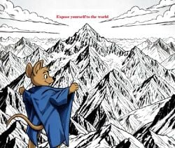 ai-created ai_animation ai_assisted ai_generated animated animation coloring_page flasher flashing gray_scale grey_scale male mountain mountain_top mouse shyunchained solo_male tagme trenchcoat video
