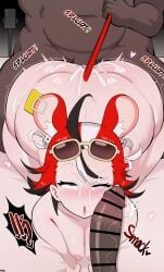 1girls 2boys ahe_gao ahegao ambiguous_penetration ass_ripple cum_inside cum_on_face dark-skinned_male doggy_style english_text eyes_rolling_back eyewear eyewear_on_head front_view glasses glasses_on_head hakos_baelz hakos_baelz_(snake_eyes) heart high-angle_view holding_tail hololive hololive_english hololive_english_-council- hololive_english_-promise- huge_ass hyper_ass large_ass medium_breasts mouse mouse_ears mouse_girl mouse_tail mp. open_mouth pear-shaped_figure pear_shaped pressing_breasts_together pulling_tail sex slapping_with_penis text threesome virtual_youtuber