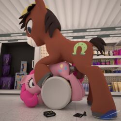 3d animated blufeather condom duo equine female feral friendship_is_magic male mammal my_little_pony penetration pinkie_pie_(mlp) public sex store straight troubleshoes_(mlp) vaginal_penetration