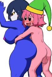 1boy1girl anthro big_breasts blue_body blushing couple curvy_female dark_hair drawn_over_ai fat_ass female genderswap_(mtf) gijinka kirby kirby_(series) knight male male/female meta_knight nude_female nude_male penetration pink_body png rule_63 sex_from_behind tagme voluptuous_female yellow_eyes masked_female