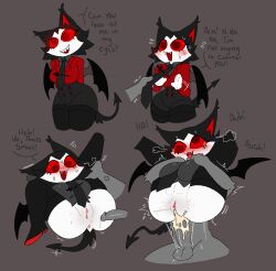 2026 accessory anus arm_tuft balls black_body black_ears black_fur black_high_heeled_boots black_necktie black_text black_wings blush blush_lines blushing_profusely bodily_fluids butt cheek_tuft clothing clothing_pull comic cross-popping_vein cum cum_explosion cum_in_vagina cum_inside cum_on_penis dialogue duo ear_tuft ejaculation facial_tuft felid feline female flying_sweatdrops fur genital_fluids genitals glistening glistening_clothing glistening_genitalia glistening_penis glistening_vulva grey_background grey_balls grey_body grey_clothing grey_fur grey_penis grey_shirt grey_topwear holding_both_legs inner_labia leaking_precum leg_grab male male/female mammal membrane_(anatomy) membranous_wings midair motion_lines multiple_scenes necktie necktie_pull open_mouth penetration penis pink_anus pink_inner_labia pink_vulva precum red_clothing red_eyes red_inner_ear red_sclera red_shirt red_topwear saliva saliva_on_tongue saliva_string sharp_teeth shirt simple_background snazzle_snapp spade_tail spiral spiral_eyes steamy_breath sweat sweatdrop sweaty_butt sweaty_face tail tail_tuft teeth text tongue tongue_out topwear translucent_speech_bubble tremble_lines tremble_spikes tuft vaginal vaginal_fluid_string vaginal_fluids vaginal_penetration vaginal_squirting vampire vulva white_body white_face white_fur white_vulva wings