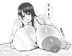 1girls areola areolae big_breasts bitch breasts breasts_bigger_than_head breasts_on_table cleavage english english_text female female_only gigantic_breasts glands_of_montgomery greyscale huge_areola huge_areolae huge_breasts hyper inviting_to_fuck inviting_to_sex large_areola large_areolae large_breasts long_hair looking_at_viewer monochrome nico_robin nipples obscene_female_body one_piece ponkotsuu puffy_areola puffy_areolae puffy_nipples rape_meat shounen_jump solo solo_female solo_focus spoken_heart text titty_drop