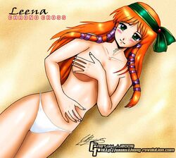 1girls chrono_cross covering_breasts john_joseco leena_(chrono_cross) nude panties tagme