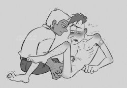 2boys anal_fingering armpit_hair blush blusing chio-chan2 clothed_male content_smile curling_toes dark_skinned_male disney_xd dr_heinz_doofenshmirtz fingering fingering_ass gay grayscale hairy_arms humanization humanized leg_hair light_skinned_male looking_at_another looking_down male/male male_only moaning movement_lines naked naked_male nude nude_male penis perry_the_platypus personification phineas_and_ferb precum prostate_stimulation ribs scars scars_on_arm sketchinator skinny_male tremble_lines trembling yaoi