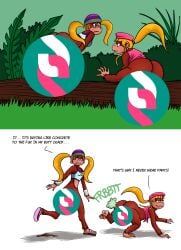 2girls anthro anthro_female ass ass_bigger_than_head ass_crack ass_focus barefoot bottomless bottomless_anthro bottomless_female censored chimpanzee chimpanzee_humanoid comic comic_page crazycolumbina diddy_kong_racing dixie_kong donkey_kong_(series) donkey_kong_country duo fart fart_cloud fart_fetish farting fat_ass furry furry_female furry_only haplorhine logo_censor nintendo pants_down pants_pull pants_removed pooping_on_floor pooping_together scat scat_fetish shit shitting shitting_self shortstack tiny_kong