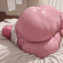 ai_assisted ai_generated ass ass_bigger_than_head ass_focus big_ass big_breasts breasts bubble_butt chubby_female curvy fat_ass female hips huge_ass huge_breasts kalagod laying_on_bed laying_on_side mina_ashido my_hero_academia pink_skin sitting solo stable_diffusion sweat tagme thick_thighs thighs wide_hips