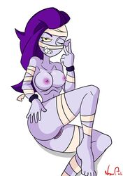 1girls 2d 5_fingers brawl_stars breasts emz_(brawl_stars) eye_closed hand_on_ass looking_at_viewer negum_akil nipples nude purple-skinned_female purple_hair purple_skin pussy smiling smiling_at_viewer winking