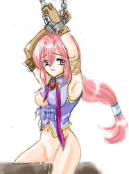 bondage dark_chronicle dark_cloud_2 monica_raybrandt nipples pink_hair solo tagme