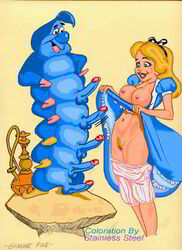 alice_(disney) alice_in_wonderland alice_in_wonderland_(1951_film) alice_liddell balls caterpillar colored disney julius_zimmerman nipples penis pussy stainless_steel testicles the_caterpillar_(disney) what