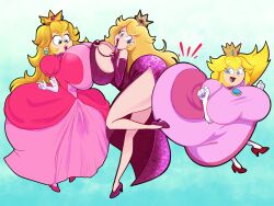 2024 3girls ass ass_to_ass beeronica big_ass big_breasts blonde_hair blue_eyes breast_to_breast breasts color crown dress earrings female female_only gloves happy_female high_heels hyper hyper_ass hyper_breasts hyper_butt hyper_thighs illumination_entertainment legs long_hair looking_at_another looking_at_breasts looking_at_partner mario_(series) nintendo patreon princess princess_peach princess_peach_(all-stars_commercial) princess_peach_(movie) princess_peach_(starbomb) same_character sexy_clothing square_crossover starbomb super_mario_all-stars super_mario_bros._(2023_film) trio veronica_and_jelly