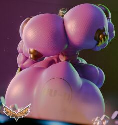 1boy 3d 3d_(artwork) 3d_model 3d_render balls_on_floor delta-tango drone drone_drive_(deltatango) gas hand_on_nipple holding_breast hyper hyper_balls hyper_breasts hyper_cock hyper_muscles hyper_penis male_breasts mask muscular muscular_abs muscular_arms muscular_legs muscular_male purple_body standing