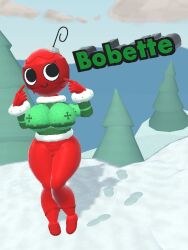 1girls 3d 3d_(artwork) barefoot barely_visible_genitalia barely_visible_pussy blushcrunch_studio bobette_(dandy's_world) breasts christmas christmas_clothing christmas_sweater cloud clouds covering_crotch dandy's_world dandys_world female female_only footprint footprints green_sweater high_quality looking_up mountain nature nature_background object_head object_humanoid ornament pantless partially_clothed partially_clothed_female pointing pointing_at_self pointing_up pose posing_for_picture poster rec_room recroom recroom-nsfw red_body red_hands red_legs red_pussy red_torso self_upload shaded snow solo solo_female standing sweater syntholsoul text titties tree trees ugly_sweater winter winter_clothes wrist_tuft