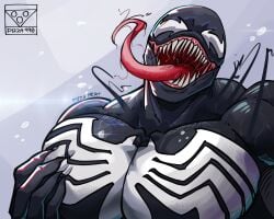 bara big_pecs city_boy gay grabbing_pecs long_tongue male male_only marvel marvel_rivals meme muscular muscular_male pizza990 venom_(marvel) venom_(marvel_rivals) yumeko_grabbing_her_breast