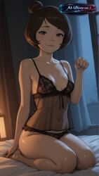 1girls ai_generated aiuniverse56 avatar_the_last_airbender brown_hair cartoon female female_only hair_bun jinora lace_lingerie lingerie paw_pose shiny_skin short_hair sitting_on_knees small_breasts solo stable_diffusion the_legend_of_korra translucent_clothing translucent_underwear transparent_clothing transparent_lingerie underwear