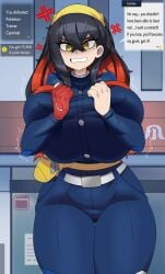 1female 1girls 2026 2d 2d_(artwork) big_ass breasts captain_kirb carmine_(pokemon) clothed clothed_female clothing comic comic_page english english_text female game_freak gameplay_mechanics hi_res high_resolution highres human light-skinned_female light_skin nintendo png pokemon pokemon_trainer tagme text