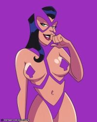 1girls big_breasts breasts dc_comics female helena_bertinelli huntress_(dc) negative_space pasties skimpy solo wyattoons