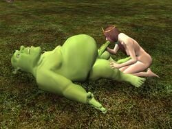 3d blowjob breasts dreamworks fat_man female human human_fiona male nipples ogre penis princess princess_fiona princess_fiona_(human) shrek shrek_(film) shrek_(series)