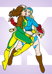 2girls anna_marie artist_request blonde_hair blue_eyes bodypaint brown_hair cammy_white capcom clothed_sex crossover eastern_and_western_character female female_only fingering gloves hat human kissing long_hair marvel multiple_girls rogue_(x-men) sex simple_background straight_hair street_fighter surprised twin_braids x-men x-men_vs._street_fighter yuri