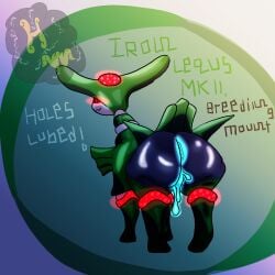 anus ass big_butt female feral future_pokemon generation_9_pokemon glistening glistening_body glowing glowing_anus glowing_body glowing_eyes glowing_fluids hurricane_weaver inviting iron_leaves looking_back machine nintendo paradox_pokemon pokemon pokemon_(species) raised_tail robot robot_feral smile solo tail
