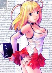 ass_cleavage black_panties blonde_hair butt_crack choker death_note elbow_gloves female female_only gloves human lowleg lowleg_panties misa_amane nekomata_naomi nekomataya no_bra panties see-through skirt solo underwear