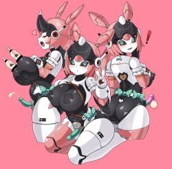 ! 1futa angels_of_delusion aria_(zenless_zone_zero) aria_(zenless_zone_zero)_(robot_form) ass black_sclera blush bow breasts colored_sclera condom condom_on_penis cum dated_commentary ejaculation female futa_sans_balls futanari green_bow green_eyes highres lactation large_breasts looking_at_viewer mecha_musume multiple_views nahanmin nipples open_mouth penis pink_background polka_dot polka_dot_bow robot simple_background used_condom yutane_johiel zenless_zone_zero