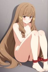 ai_generated bondage captured elizabeth_klyrode escaping exposed female helpless lv2_kara_cheat_datta_motoyuusha_kouho_no_mattari_isekai_life muscles naked ropes shivering strained struggling