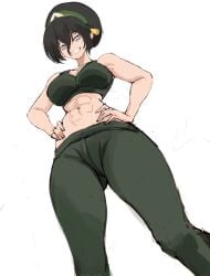 1girls athletic athletic_female avatar_the_last_airbender big_breasts blind blind_female breasts female female_focus female_only fit fit_female huge_breasts large_boobs large_breasts light-skinned_female light_skin looking_down looking_down_at_viewer nickelodeon nicktoons rakeemspoon rgsp00n solo solo_female solo_focus the_legend_of_aang toned toned_female toph_bei_fong