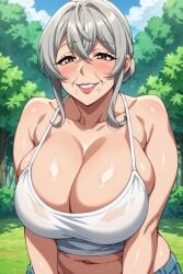 ai_generated breasts breasts_bigger_than_head cleavage collarbone elderly_female female gilf grandmother granny huge_breasts older_female solo ultrahentaisai