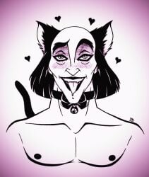 1boy bald bald_man black_hair cat_ears cat_tail collar disney disney_villains lustful_gaze madamesam male male_only neko nipples pecs saliva_drip sarousch smiling the_hunchback_of_notre_dame tongue_out